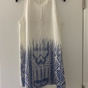 Zara white and blue detailed dress